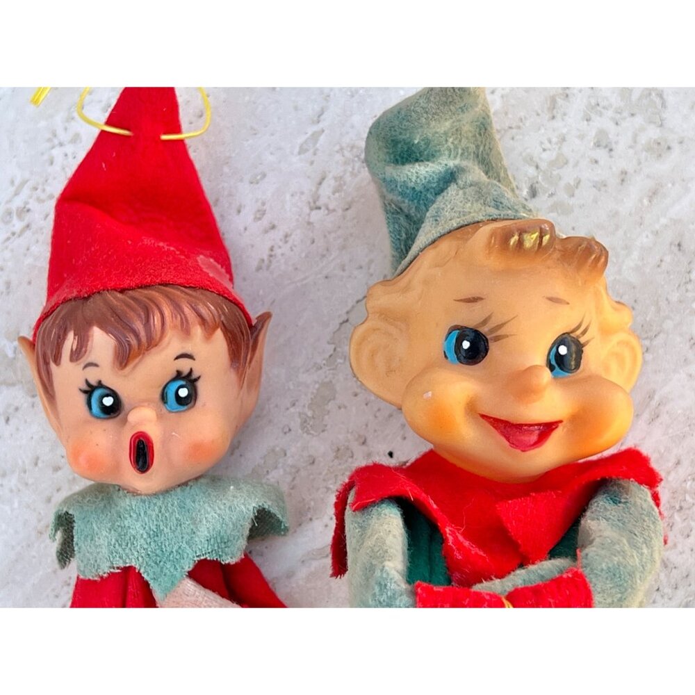 Elf Set Of 2 Knee Huggers Vintage MC Christmas Decor Holidays Gifts - Picture 7 of 14